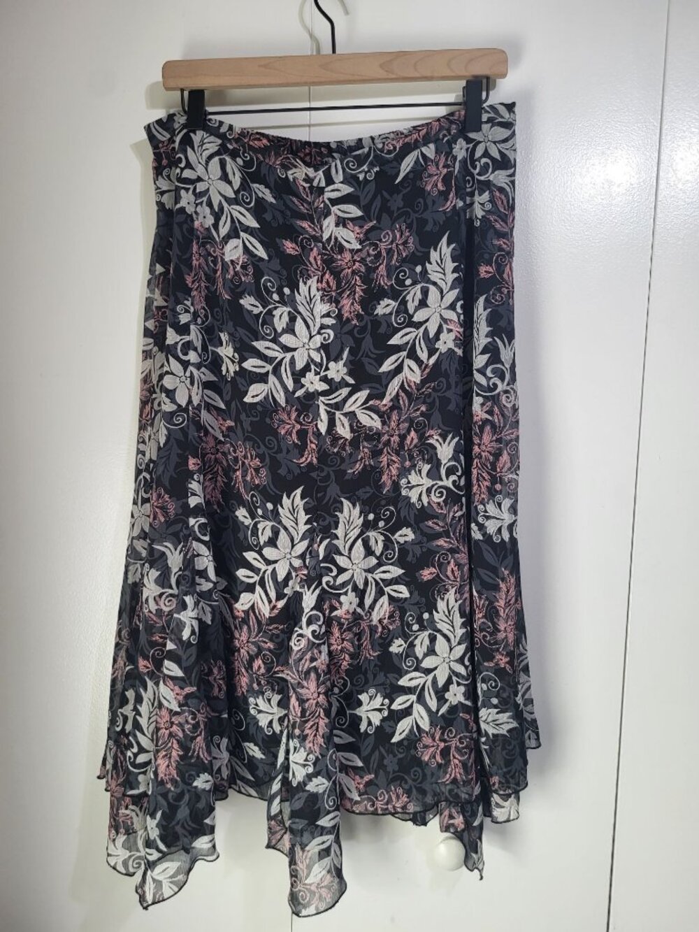 Vintage Whimsygoth Fairy Floral Skirt Black Pink White SZ 14/16W Studio 1940 y2k - Picture 1 of 7